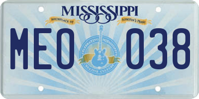 MS license plate MEO038