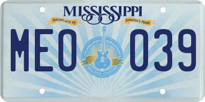 MS license plate MEO039