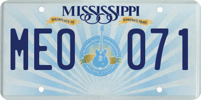 MS license plate MEO071