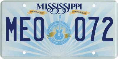 MS license plate MEO072