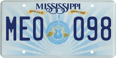 MS license plate MEO098