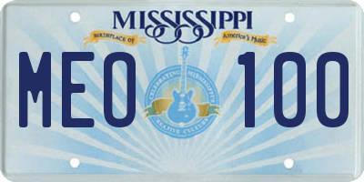MS license plate MEO100