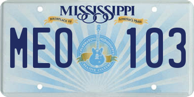 MS license plate MEO103