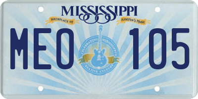 MS license plate MEO105