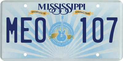 MS license plate MEO107