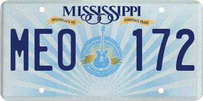 MS license plate MEO172