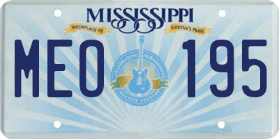 MS license plate MEO195
