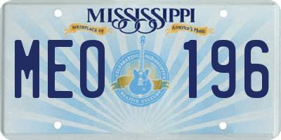 MS license plate MEO196