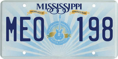 MS license plate MEO198
