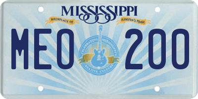 MS license plate MEO200
