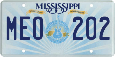 MS license plate MEO202