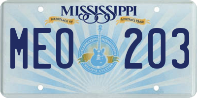 MS license plate MEO203