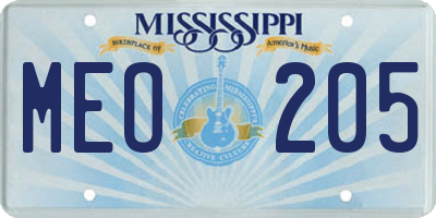 MS license plate MEO205