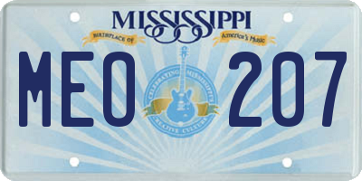 MS license plate MEO207