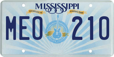 MS license plate MEO210