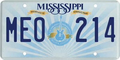 MS license plate MEO214