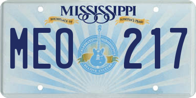 MS license plate MEO217