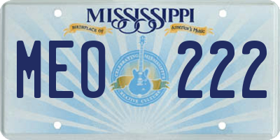 MS license plate MEO222