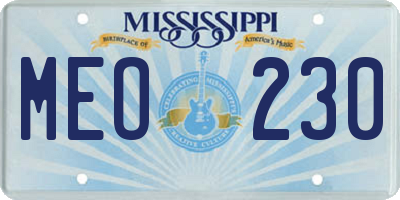 MS license plate MEO230