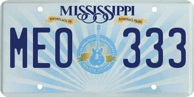 MS license plate MEO333