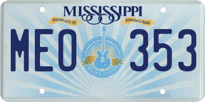 MS license plate MEO353