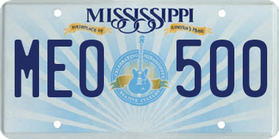 MS license plate MEO500