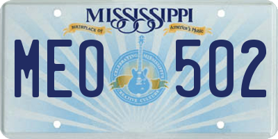 MS license plate MEO502