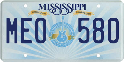 MS license plate MEO580
