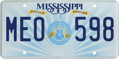 MS license plate MEO598