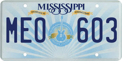 MS license plate MEO603