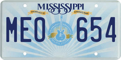 MS license plate MEO654