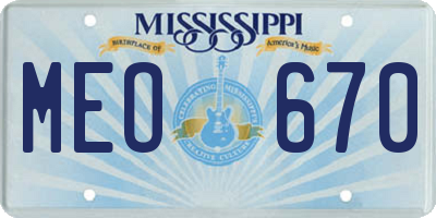 MS license plate MEO670