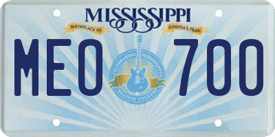 MS license plate MEO700
