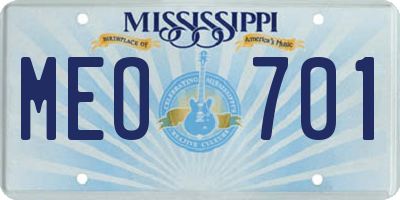 MS license plate MEO701