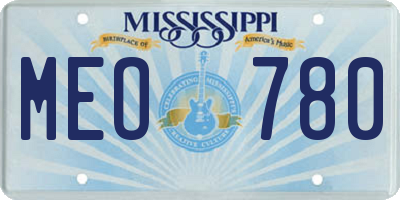 MS license plate MEO780