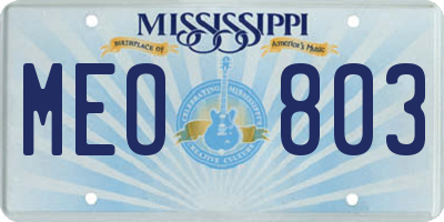 MS license plate MEO803