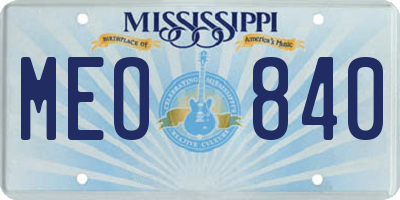 MS license plate MEO840