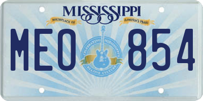 MS license plate MEO854