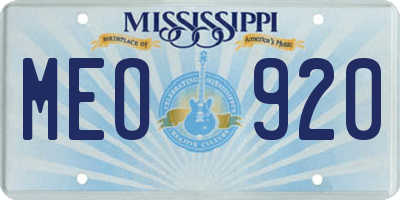 MS license plate MEO920