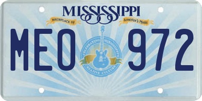 MS license plate MEO972