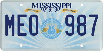 MS license plate MEO987