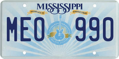 MS license plate MEO990