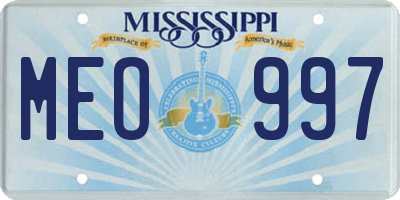 MS license plate MEO997