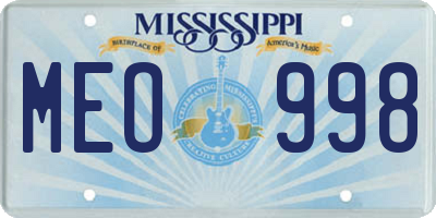 MS license plate MEO998