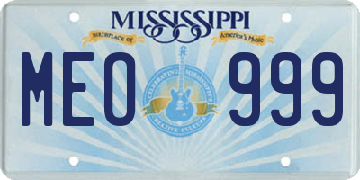 MS license plate MEO999