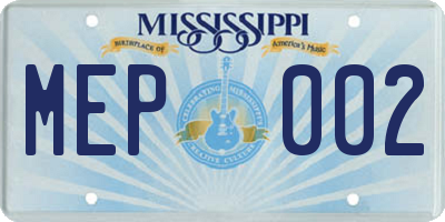 MS license plate MEP002