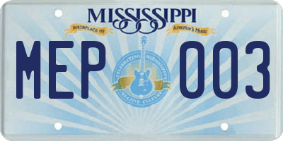 MS license plate MEP003