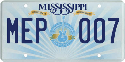 MS license plate MEP007