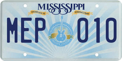MS license plate MEP010