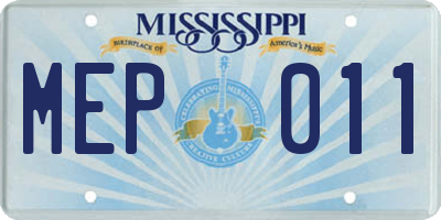 MS license plate MEP011